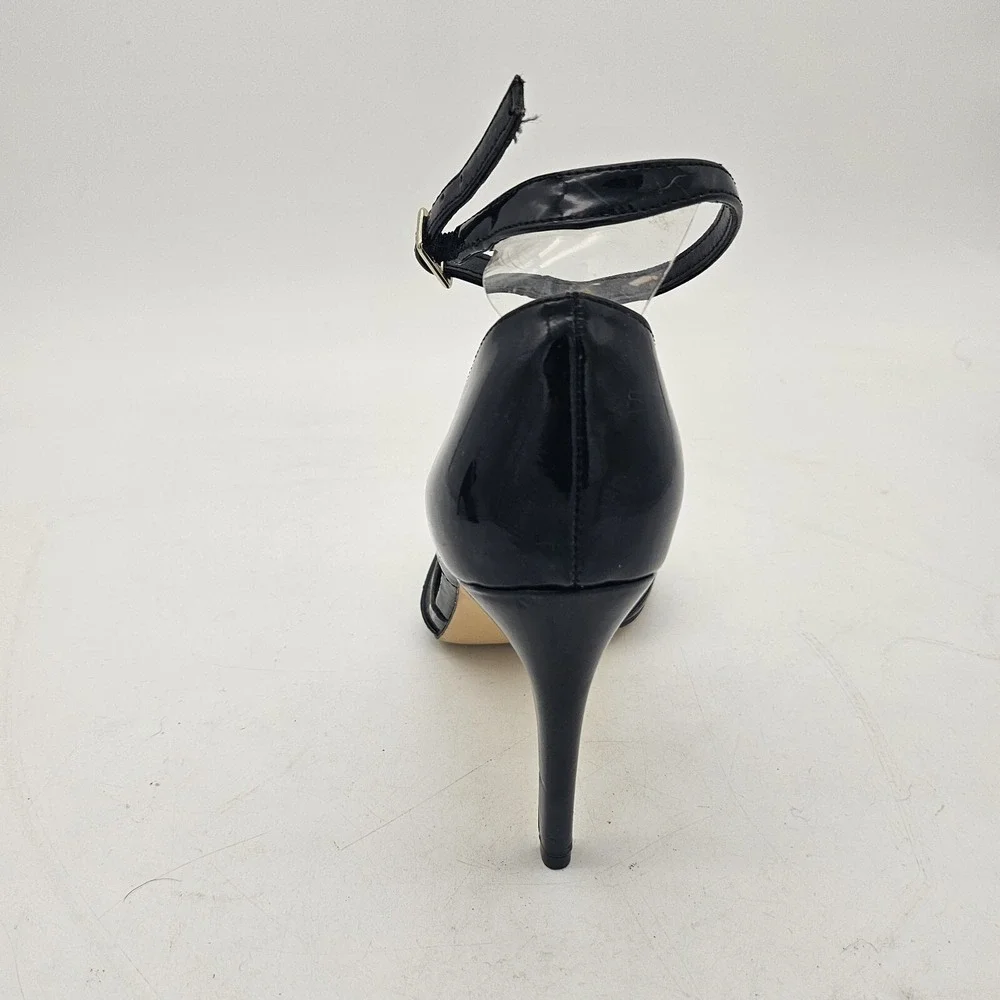 SAKS Fifth Avenue Ave Stilleto High Heel Leather Dress Party Open Toe Shoes 7.5